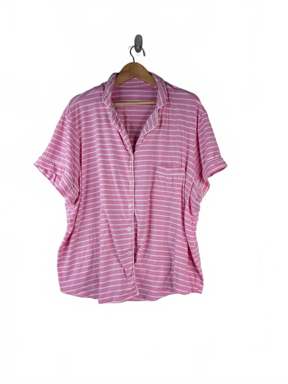 Cabernet Set Pink and White Horizontal Stripe‎ Pajama Capri Size 3X